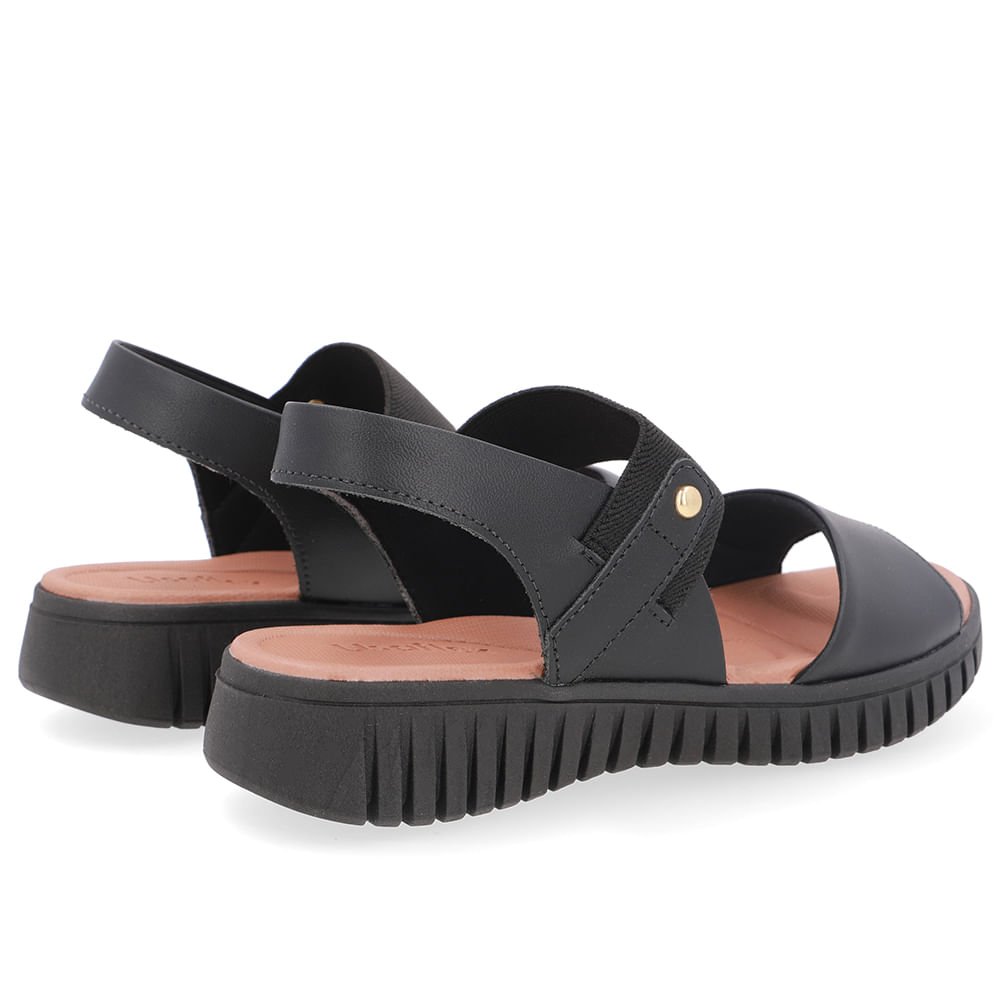 Sandália Plataforma Couro Preta Tira Elástico Preto 3