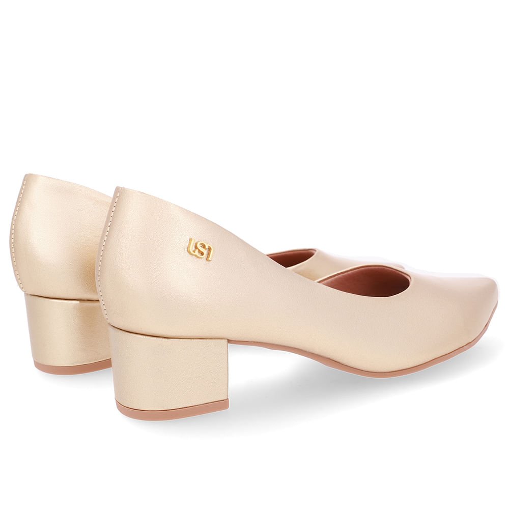 Scarpin Couro Dourado Recorte Lateral Dourado 3