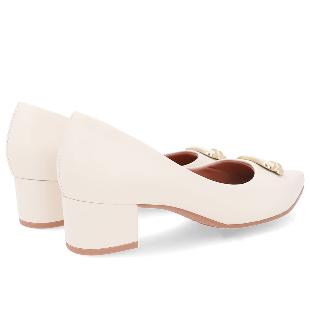 Scarpin Couro Branco Marfim Bico Fino Branco 3