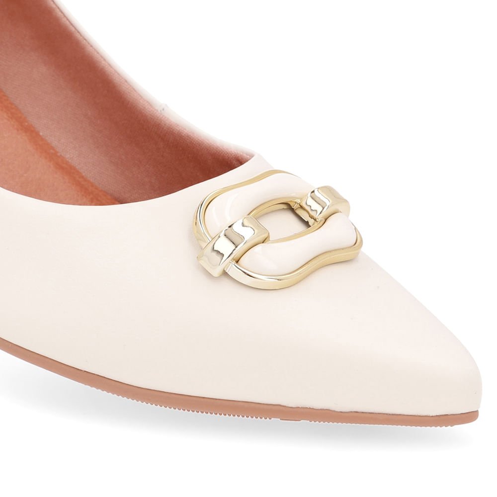 Scarpin Couro Branco Marfim Bico Fino Branco 4