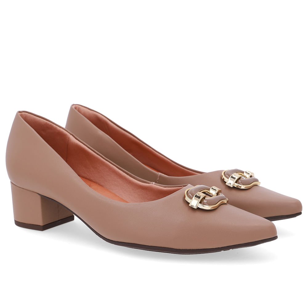 Scarpin Couro Marrom Bico Fino Marrom 2