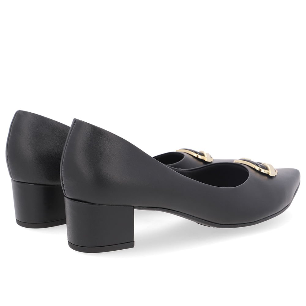 Scarpin Couro Preto Bico Fino Preto 3