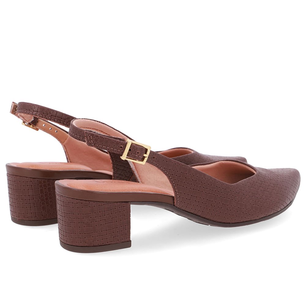 Slingback Marrom Couro Bico Fino Casual Marrom 3