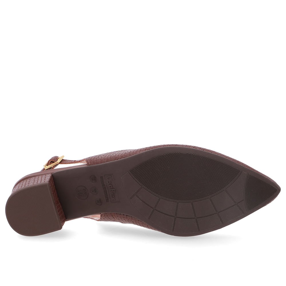 Slingback Marrom Couro Bico Fino Casual Marrom 5