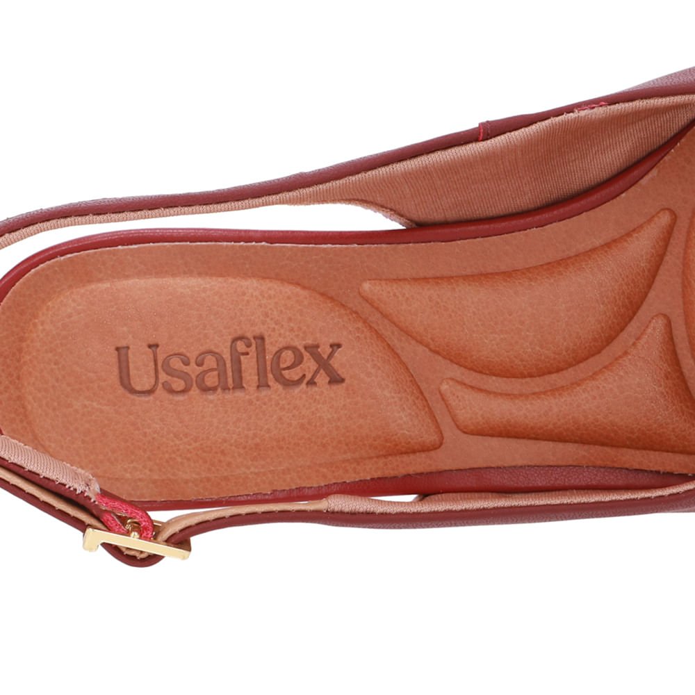 Slingback Vermelho Couro Bico Fino Casual Vermelho 4