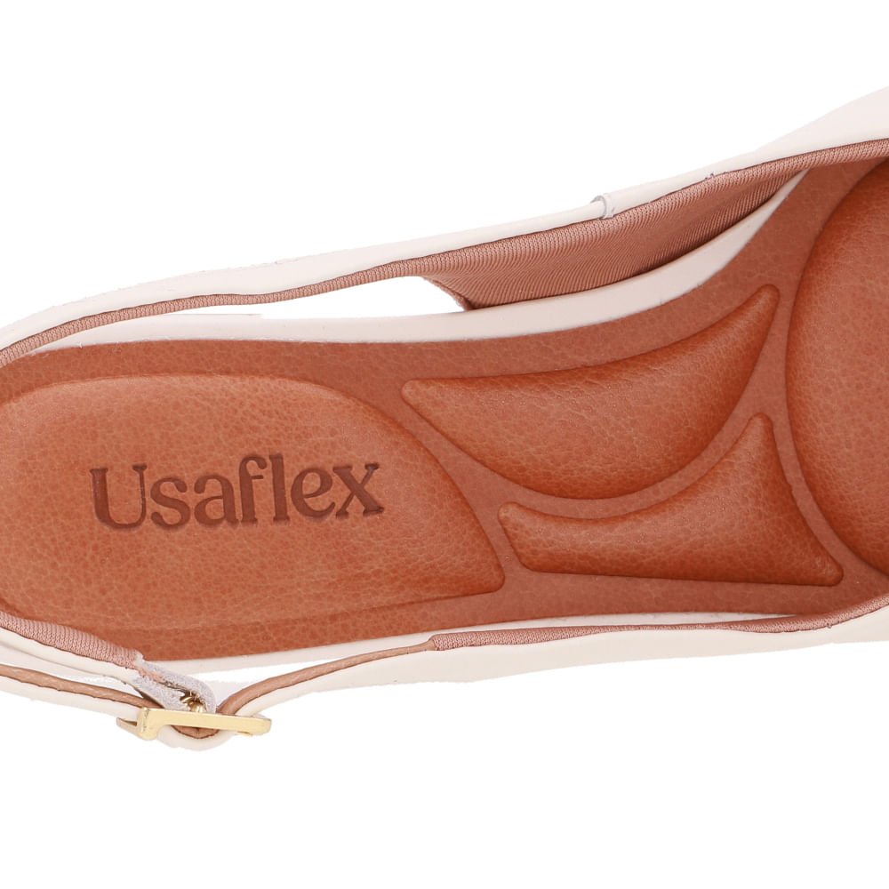 Slingback Branco Marfim Couro Bico Fino Casual Marfim 4
