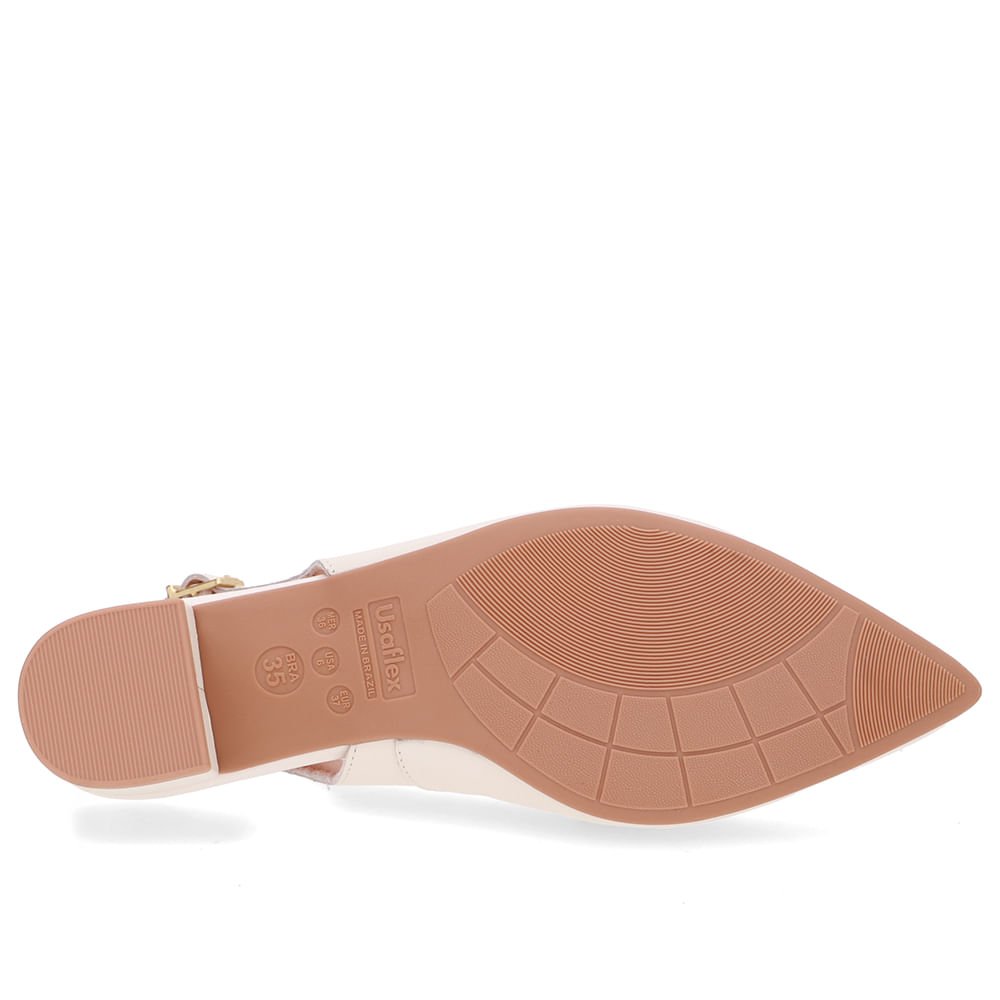 Slingback Branco Marfim Couro Bico Fino Casual Marfim 5