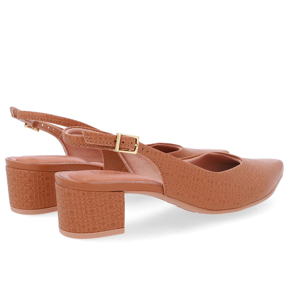 Slingback Marrom Couro Bico Fino Casual Marrom 3