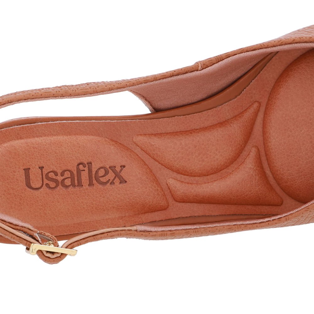 Slingback Marrom Couro Bico Fino Casual Marrom 4