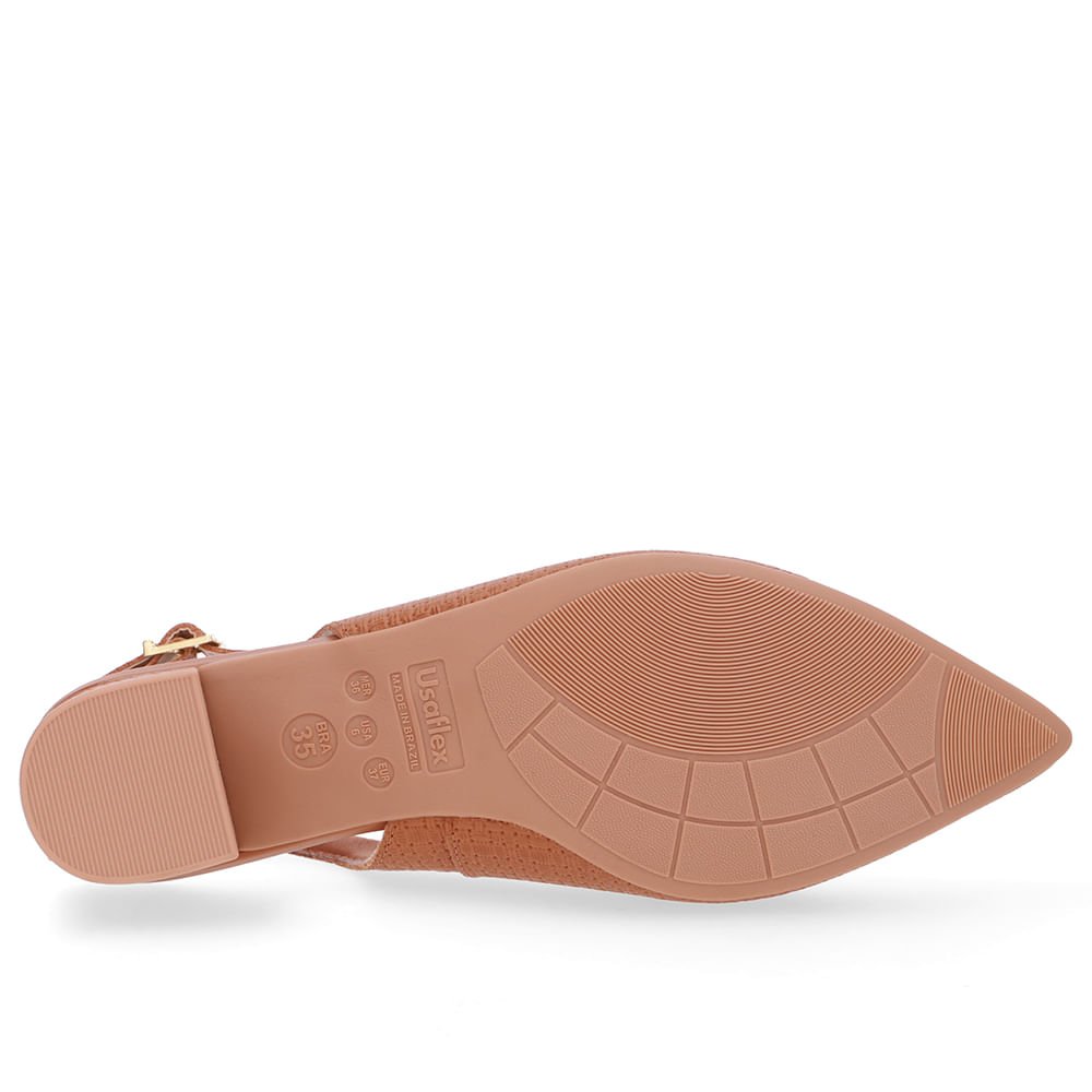 Slingback Marrom Couro Bico Fino Casual Marrom 5