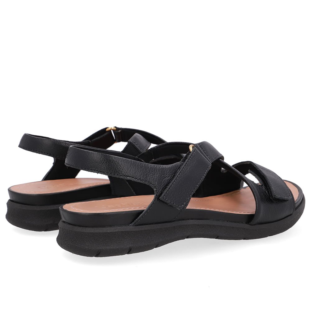 Sandália Plataforma Couro Preta Fecho-Flex Preto 3