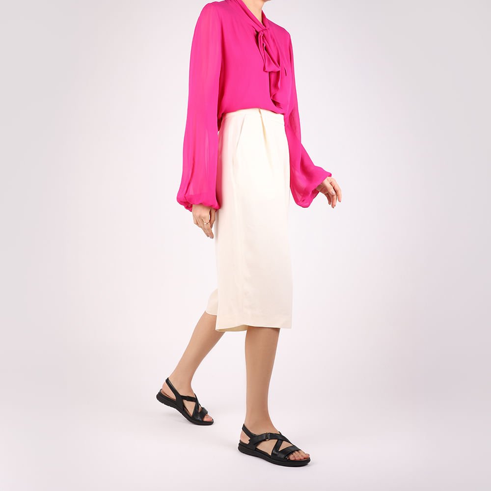 Sandália Plataforma Couro Preta Fecho-Flex Preto 4