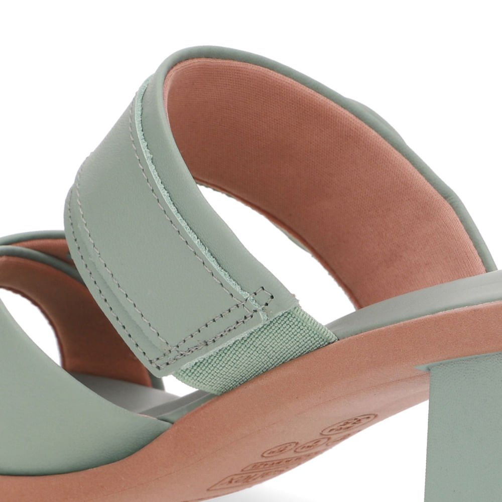 Tamanco Salto Bloco Couro Verde Tira Cruzada Verde 4