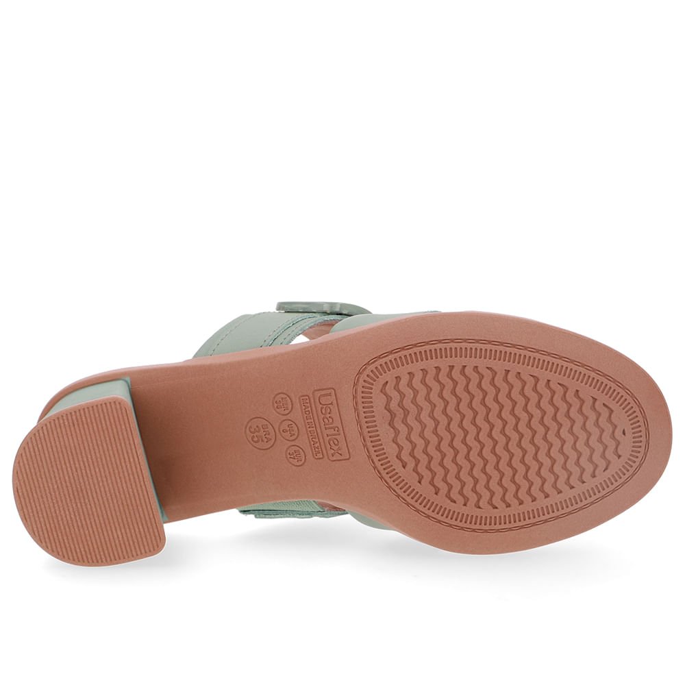 Tamanco Salto Bloco Couro Verde Tira Cruzada Verde 5