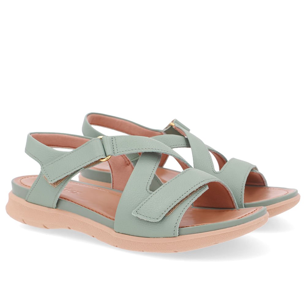 Sandália Plataforma Couro Verde Fecho-Flex Verde 2