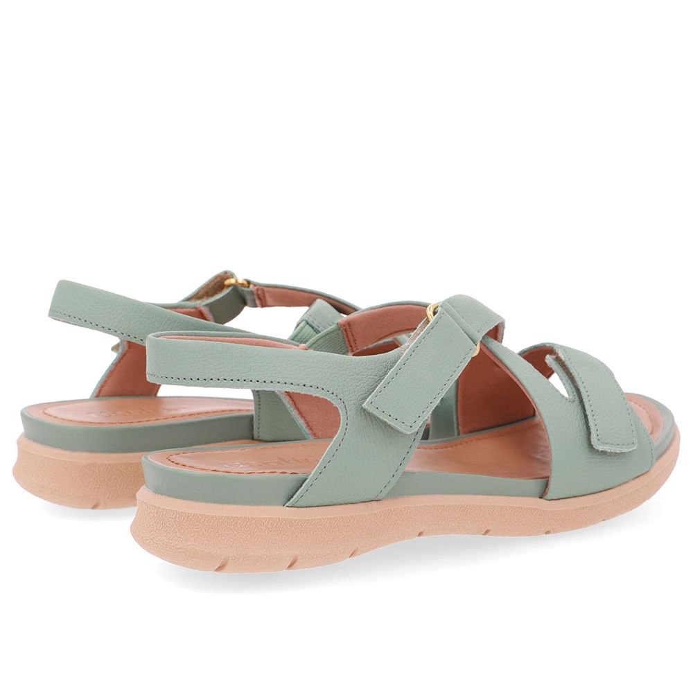 Sandália Plataforma Couro Verde Fecho-Flex Verde 3