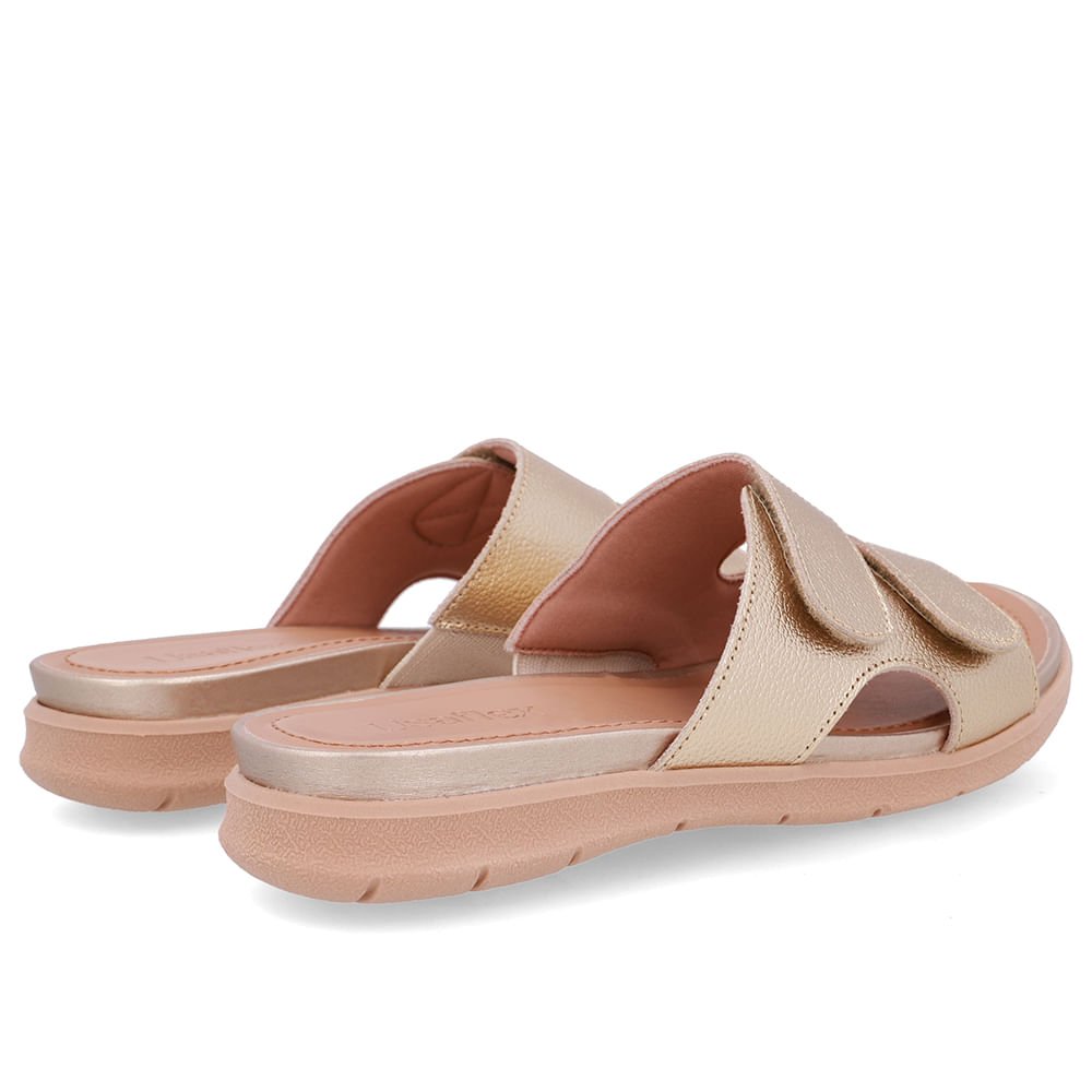 Slide Dourado Plataforma Couro Fecho-Flex Dourado 3