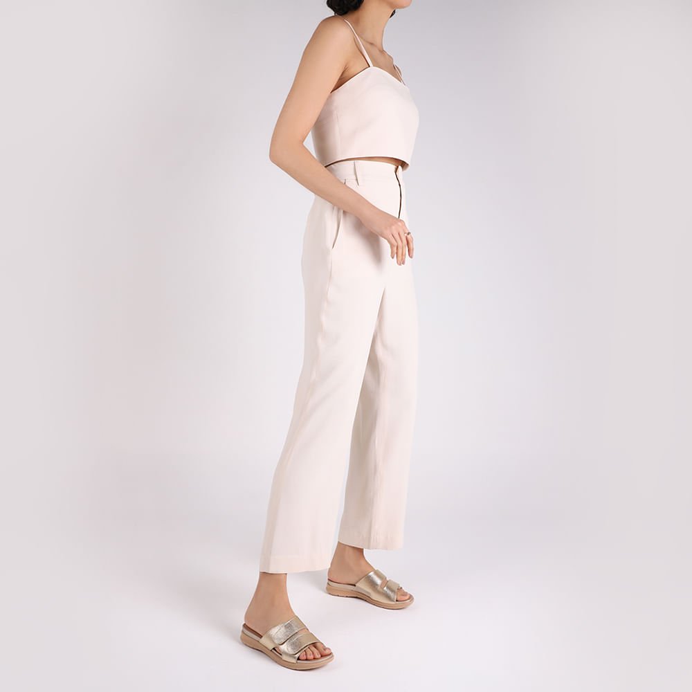 Slide Dourado Plataforma Couro Fecho-Flex Dourado 4