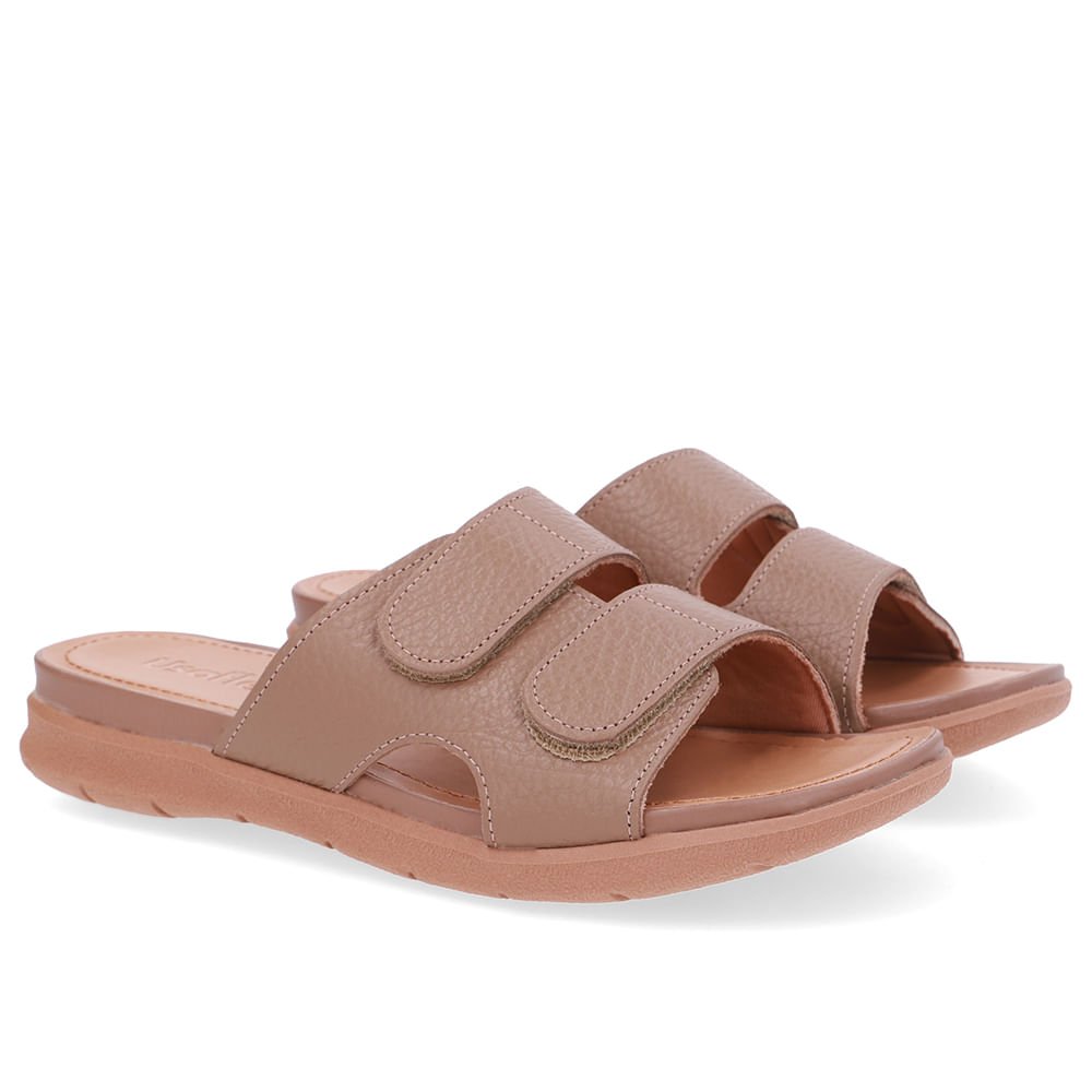 Slide Marrom Plataforma Couro Fecho-Flex Marrom 2