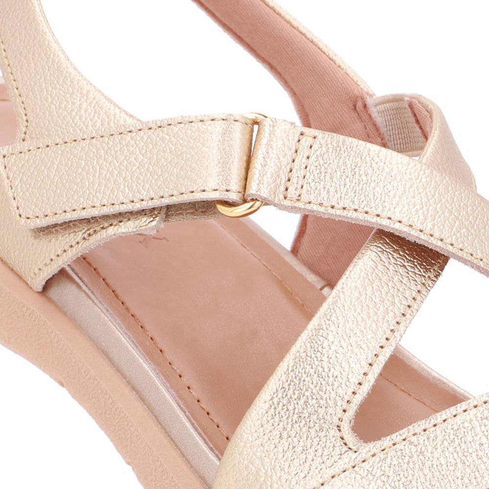 Sandália Plataforma Couro Dourado Fecho-Flex Dourado 4