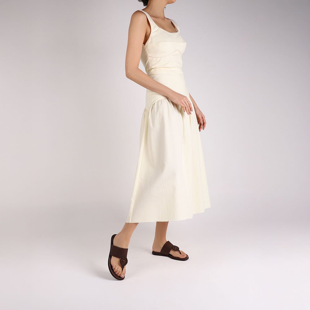 Chinelo Tira Couro Marrom Enfeite Marrom 4