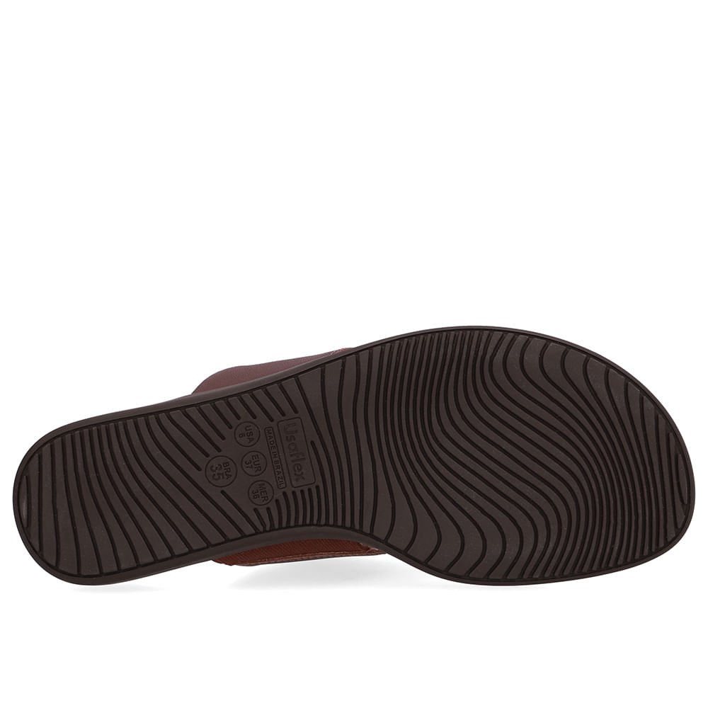 Chinelo Tira Couro Marrom Enfeite Marrom 5