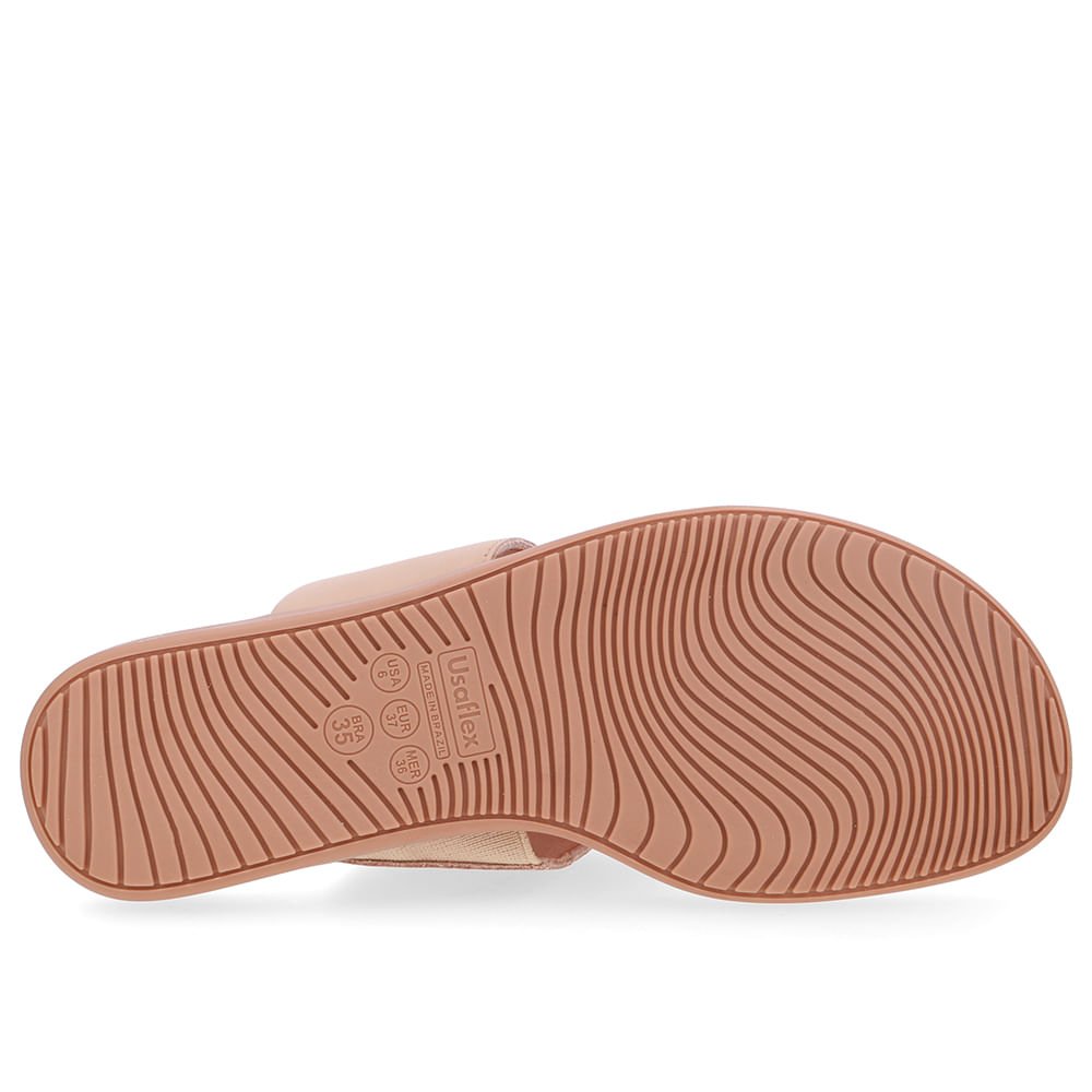 Chinelo Tira Couro Bege Enfeite Bege 5