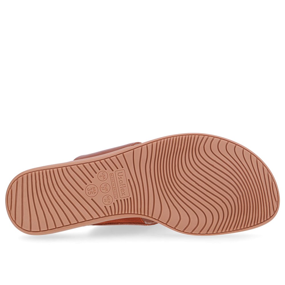 Chinelo Tira Couro Marrom Enfeite Marrom 5