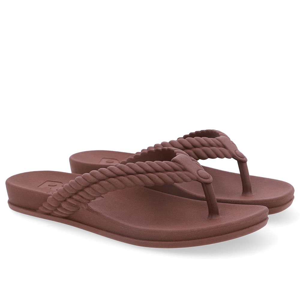 Chinelo Marrom Poofy Tira Trabalhada Marrom 2