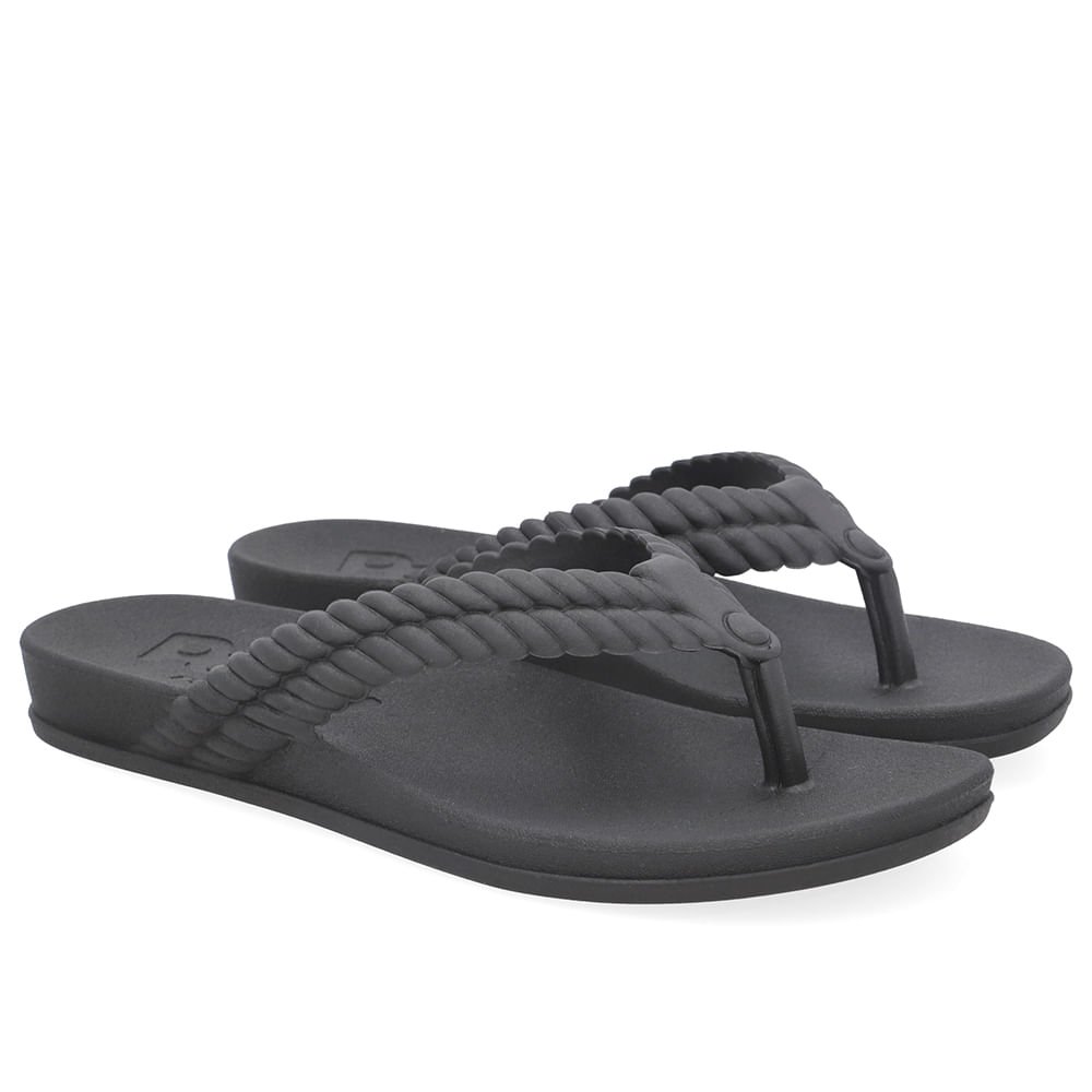 Chinelo Preto Poofy Tira Trabalhada Preto 2