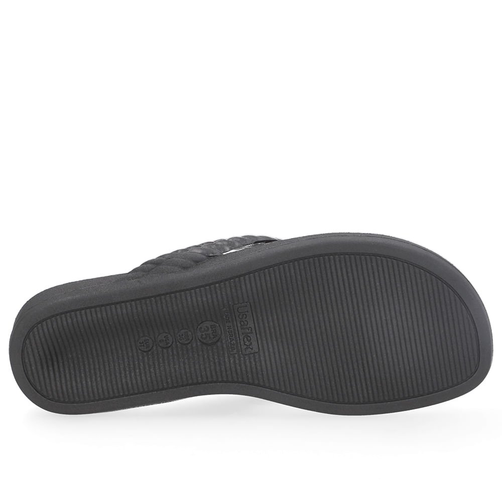 Chinelo Preto Poofy Tira Trabalhada Preto 5