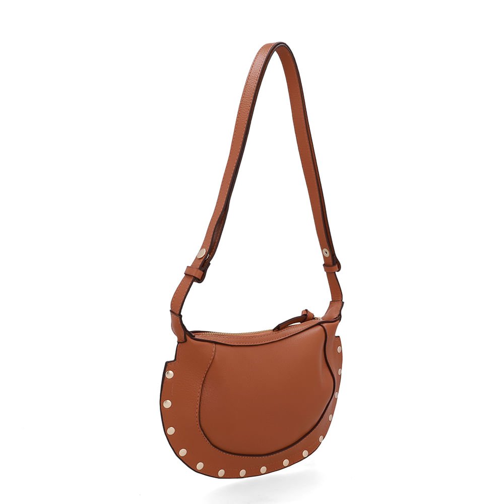 Bolsa Tiracolo Couro Marrom Tachas Marrom 2