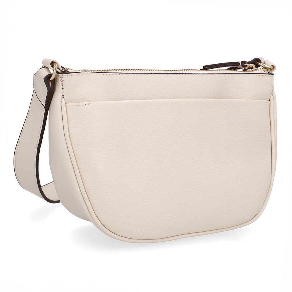 Bolsa Tiracolo Couro Branca Marfim Zíper Frontal Branco 2