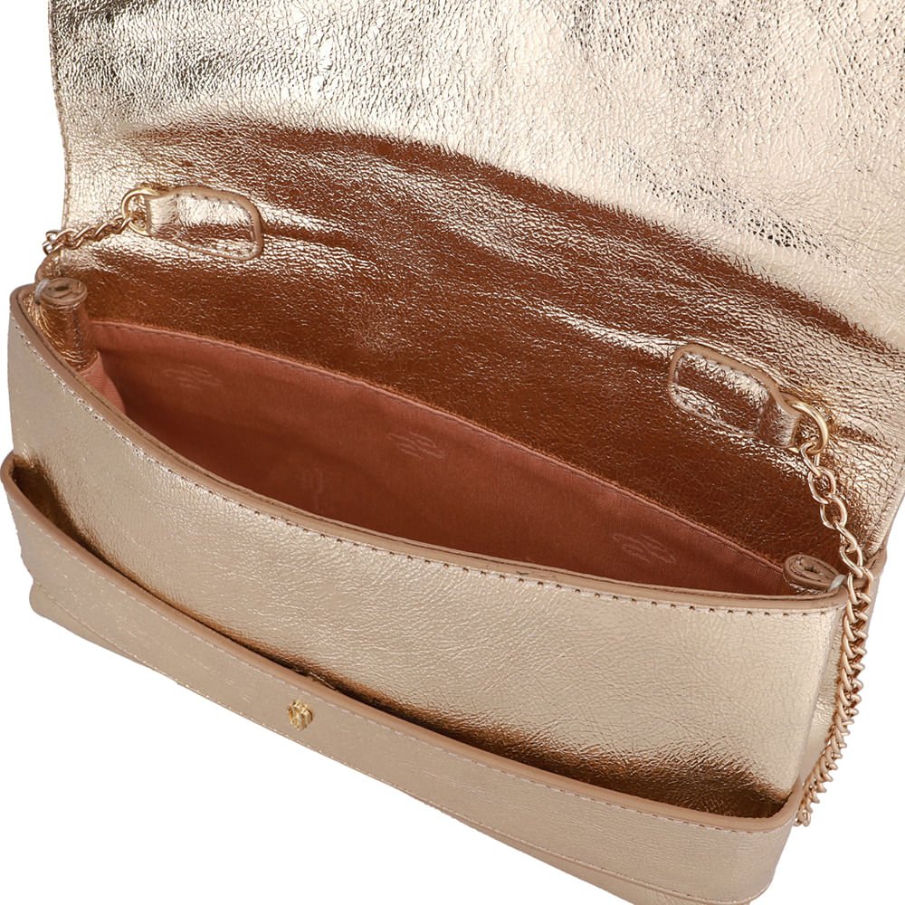 Bolsa Clutch Couro Metalizado Dourado Dourado 3