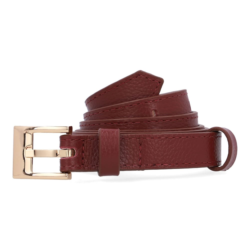 Cinto Couro Vermelho Fivela Quadrada