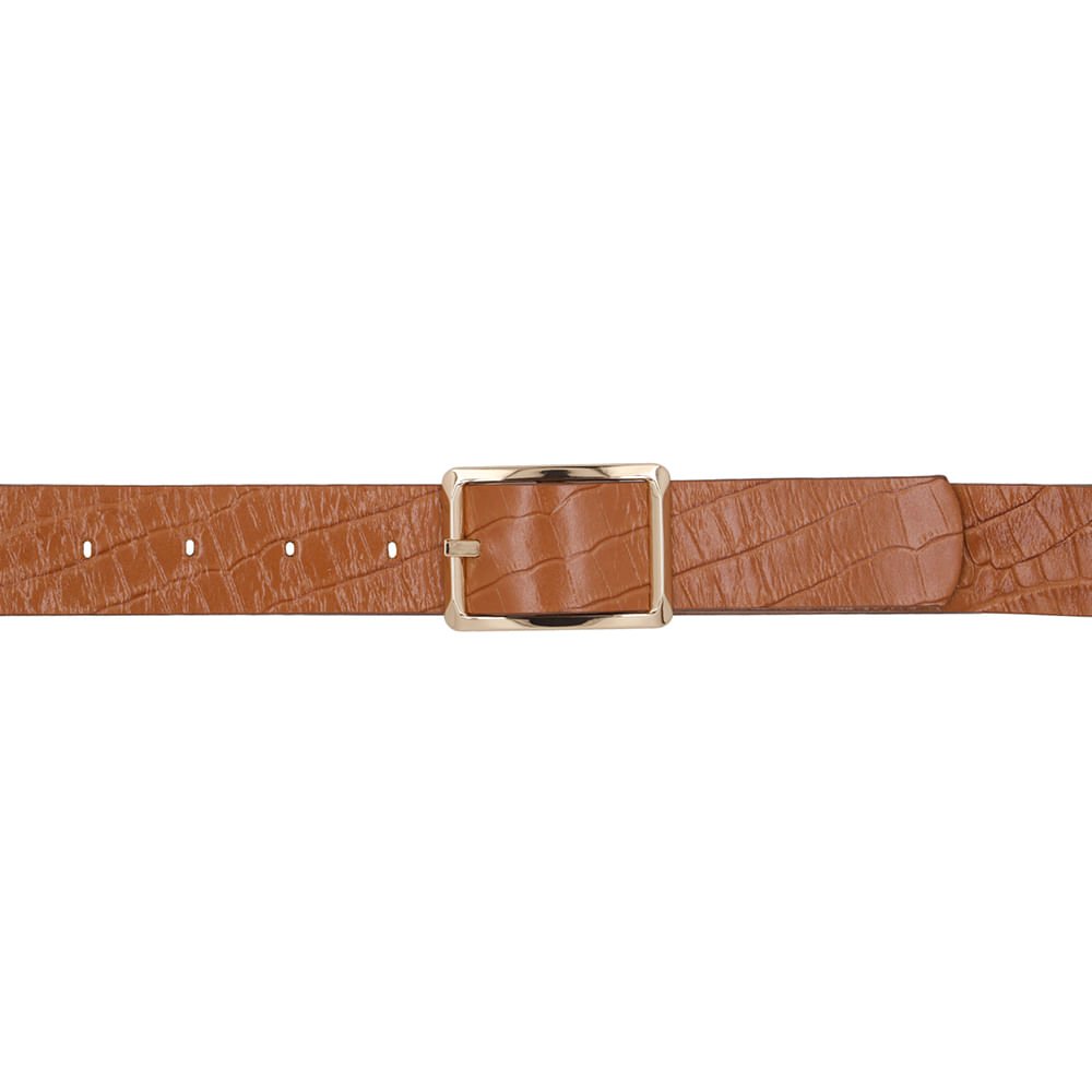 Cinto Couro Croco Marrom Marrom 4