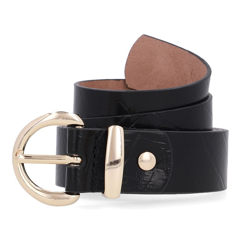 Cinto Couro Croco Preto
