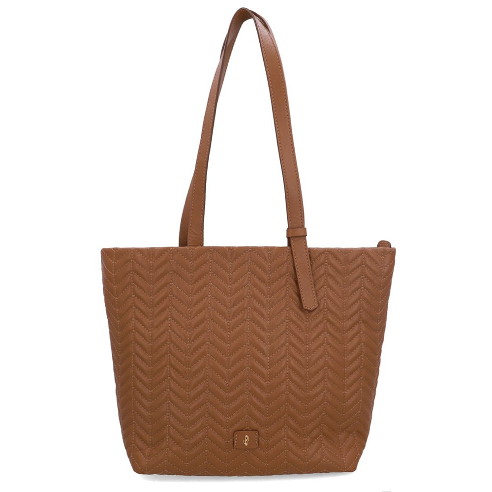Bolsa Shopper Couro Marrom Detalhe Bordado