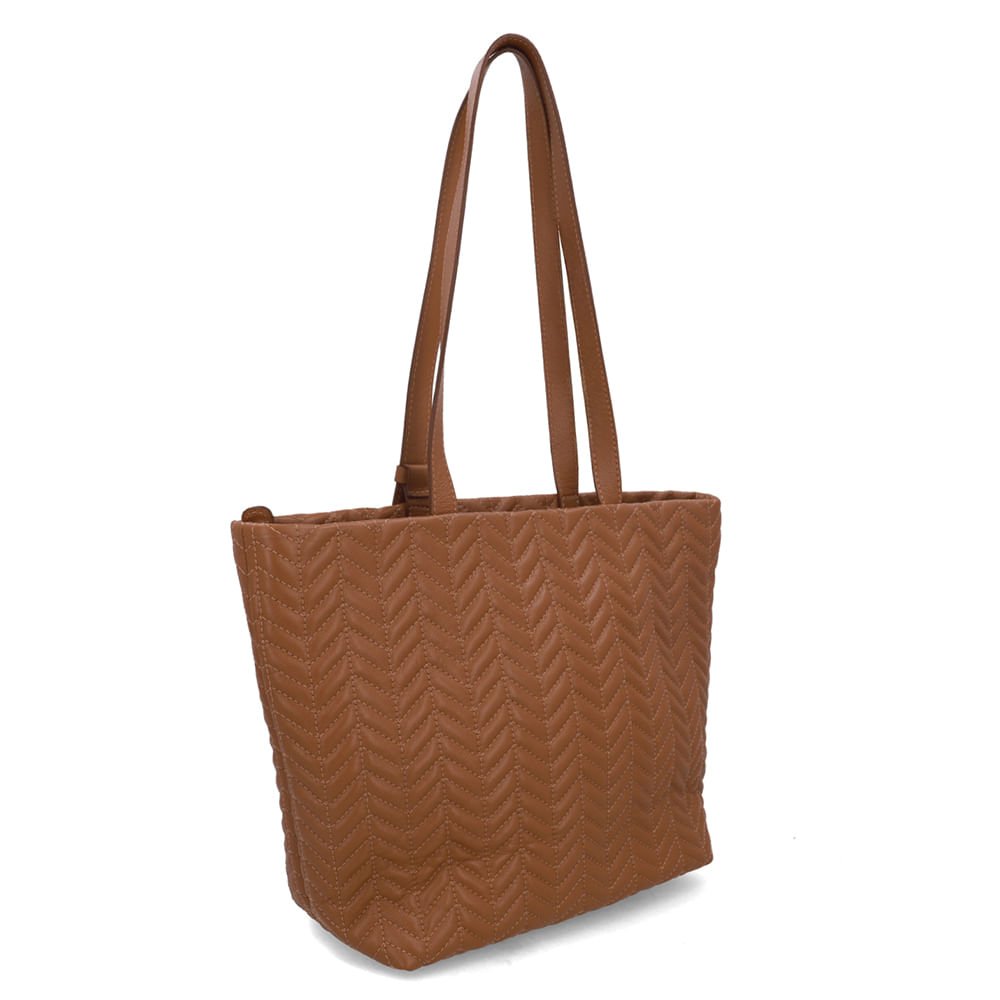 Bolsa Shopper Couro Marrom Detalhe Bordado Marrom 2