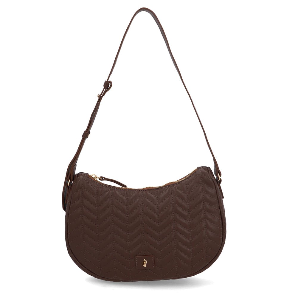 Bolsa Hobo Couro Marrom Detalhe Bordado