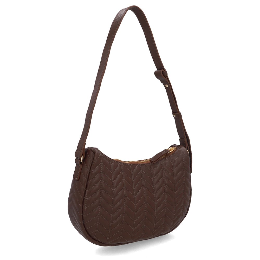 Bolsa Hobo Couro Marrom Detalhe Bordado Marrom 2
