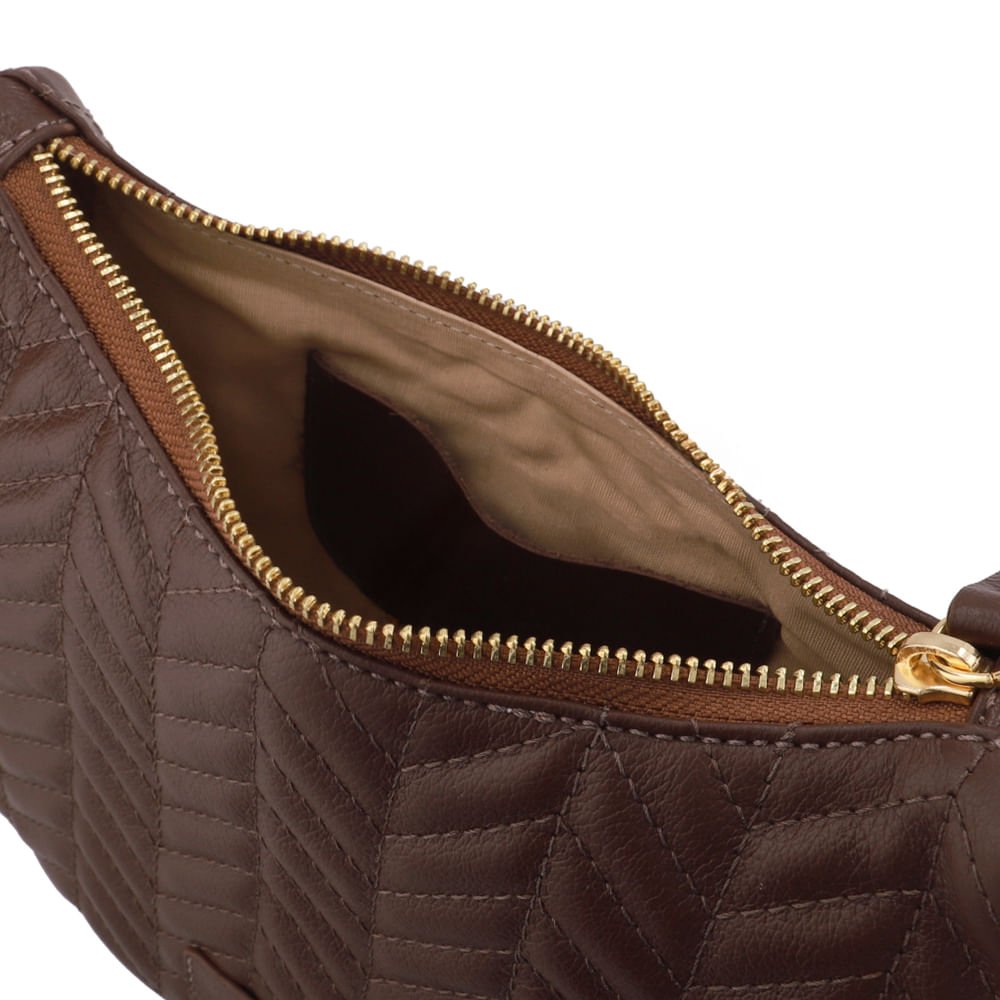 Bolsa Hobo Couro Marrom Detalhe Bordado Marrom 3