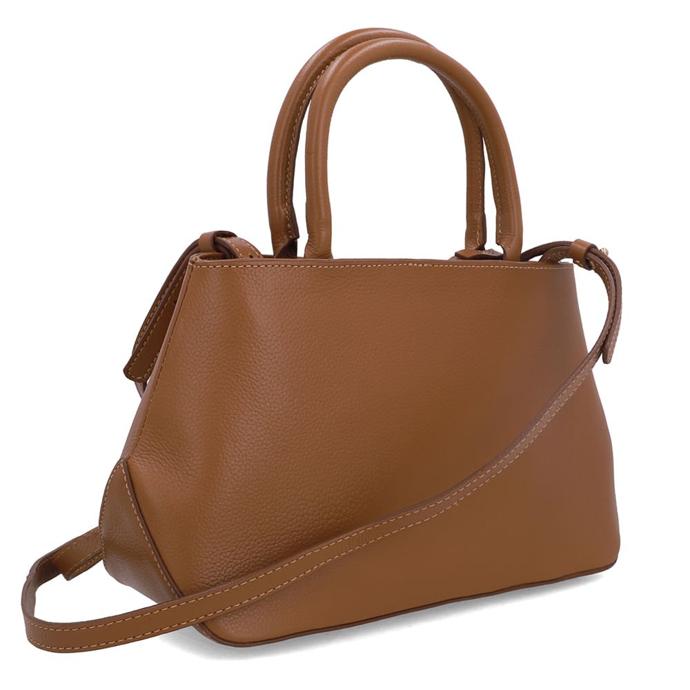 Bolsa Tote Couro Marrom Alça Longa Marrom 2