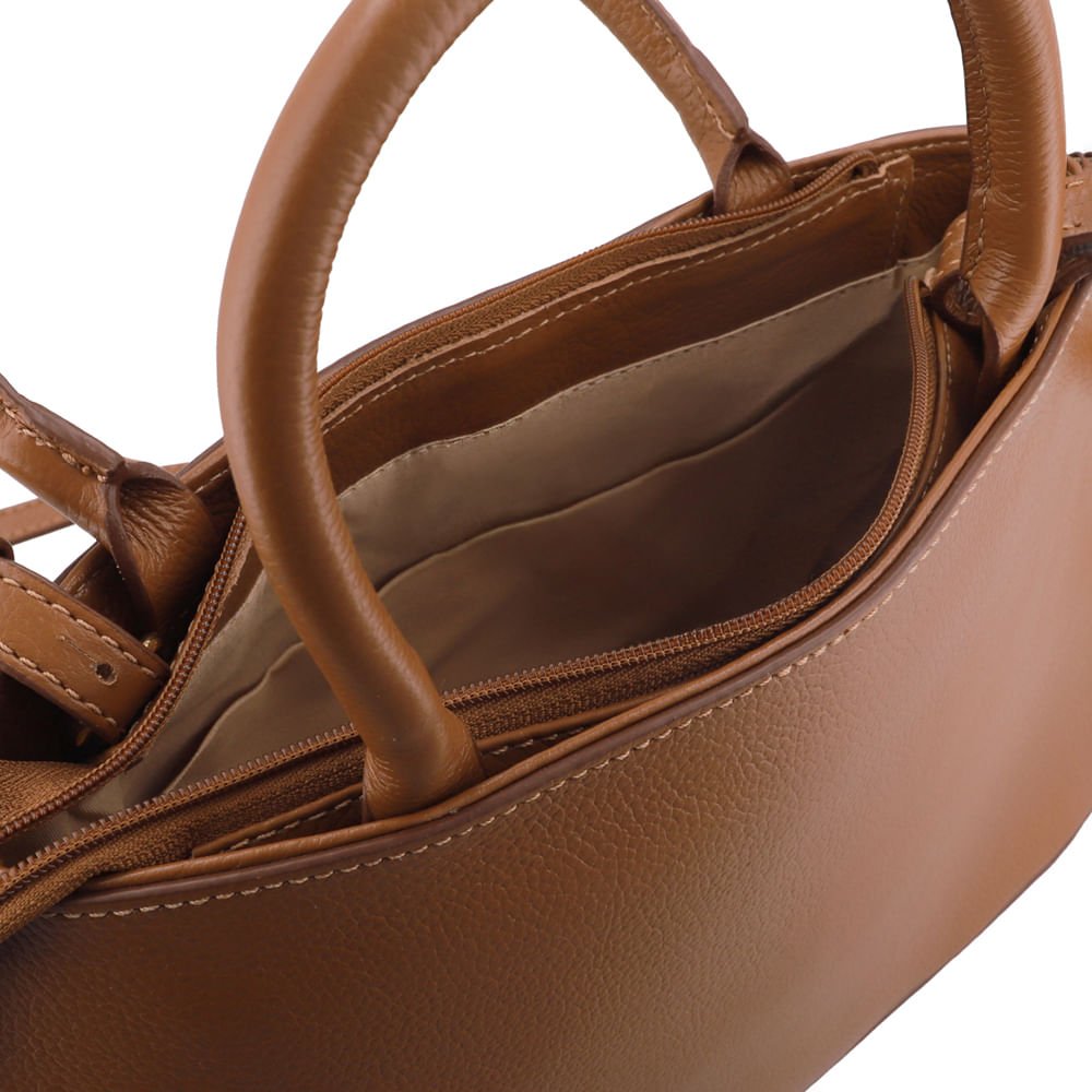Bolsa Tote Couro Marrom Alça Longa Marrom 3