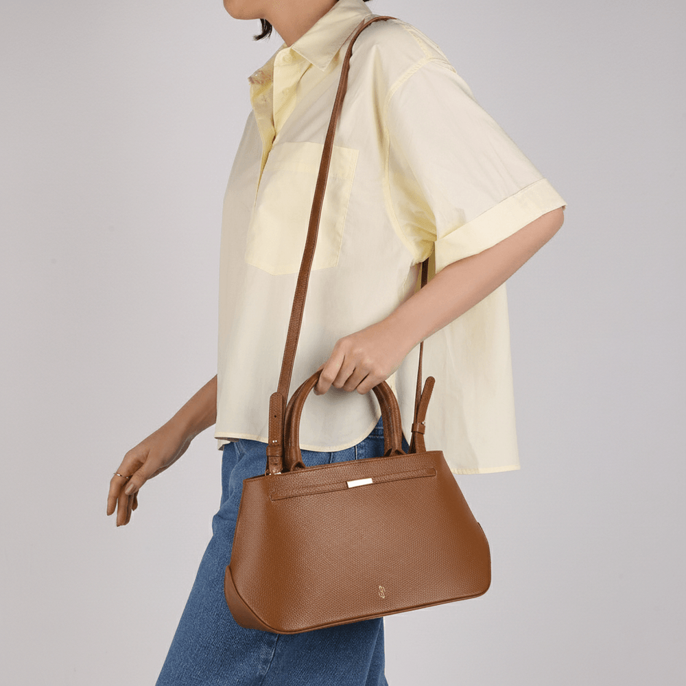 Bolsa Tote Couro Marrom Alça Longa Marrom 5
