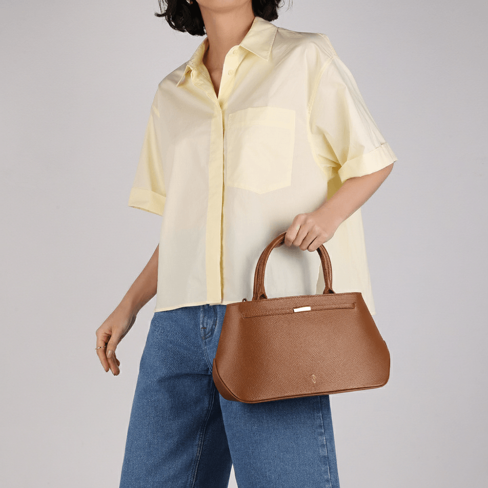 Bolsa Tote Couro Marrom Alça Longa Marrom 6