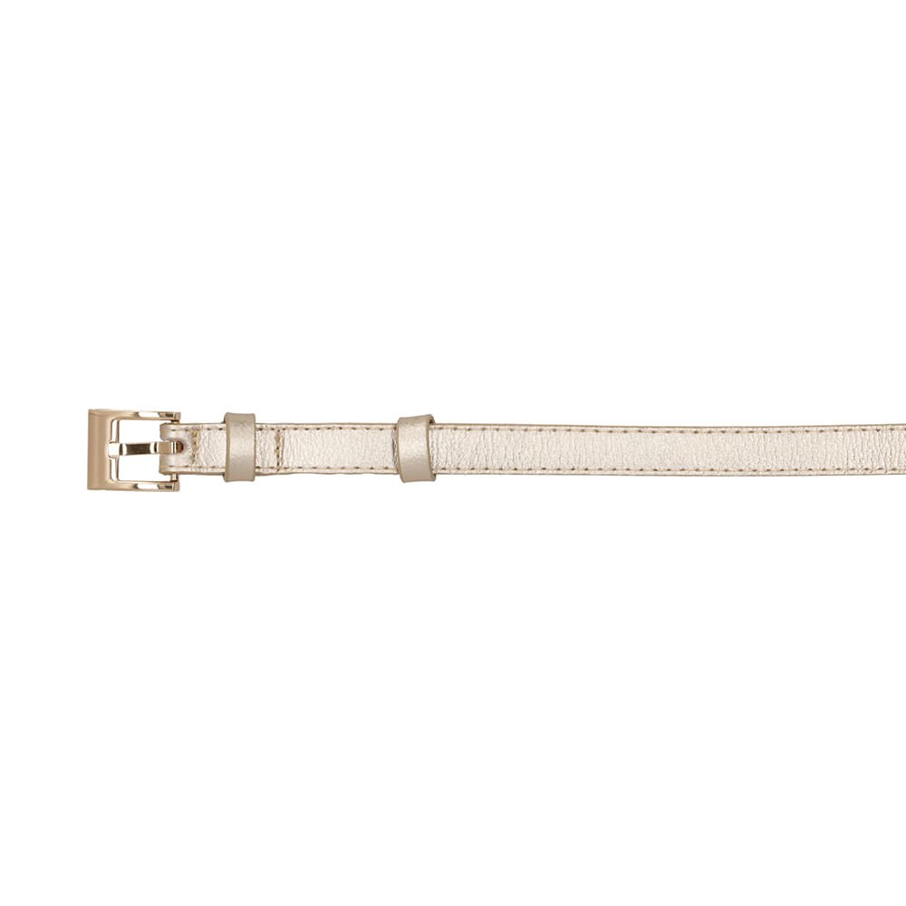 Cinto Couro Metalizado Dourado Fivela Quadrada Dourado 2