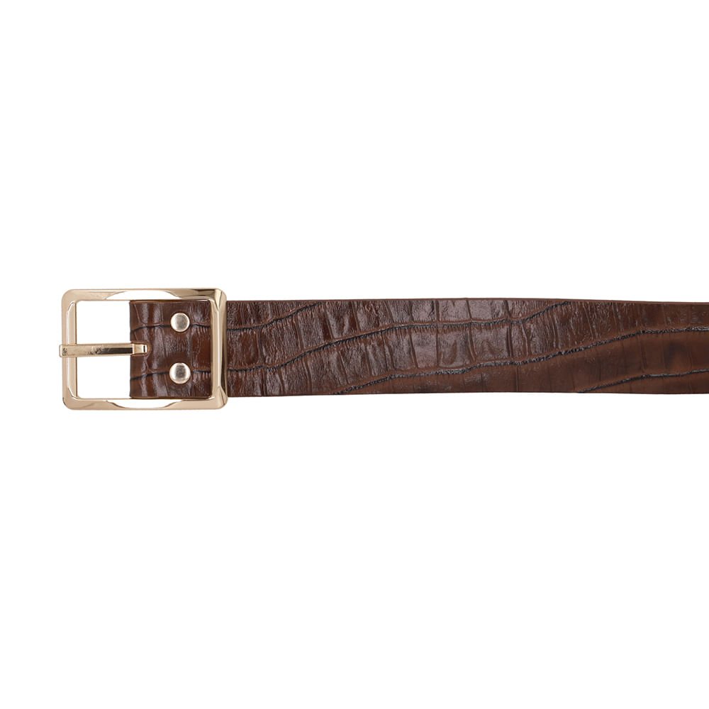 Cinto Couro Croco Marrom Marrom 2