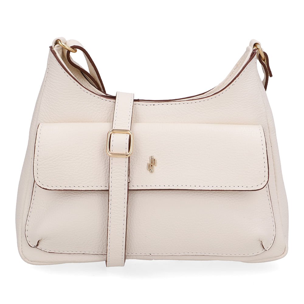 Bolsa Tiracolo Couro Branca Marfim Bolso Frontal