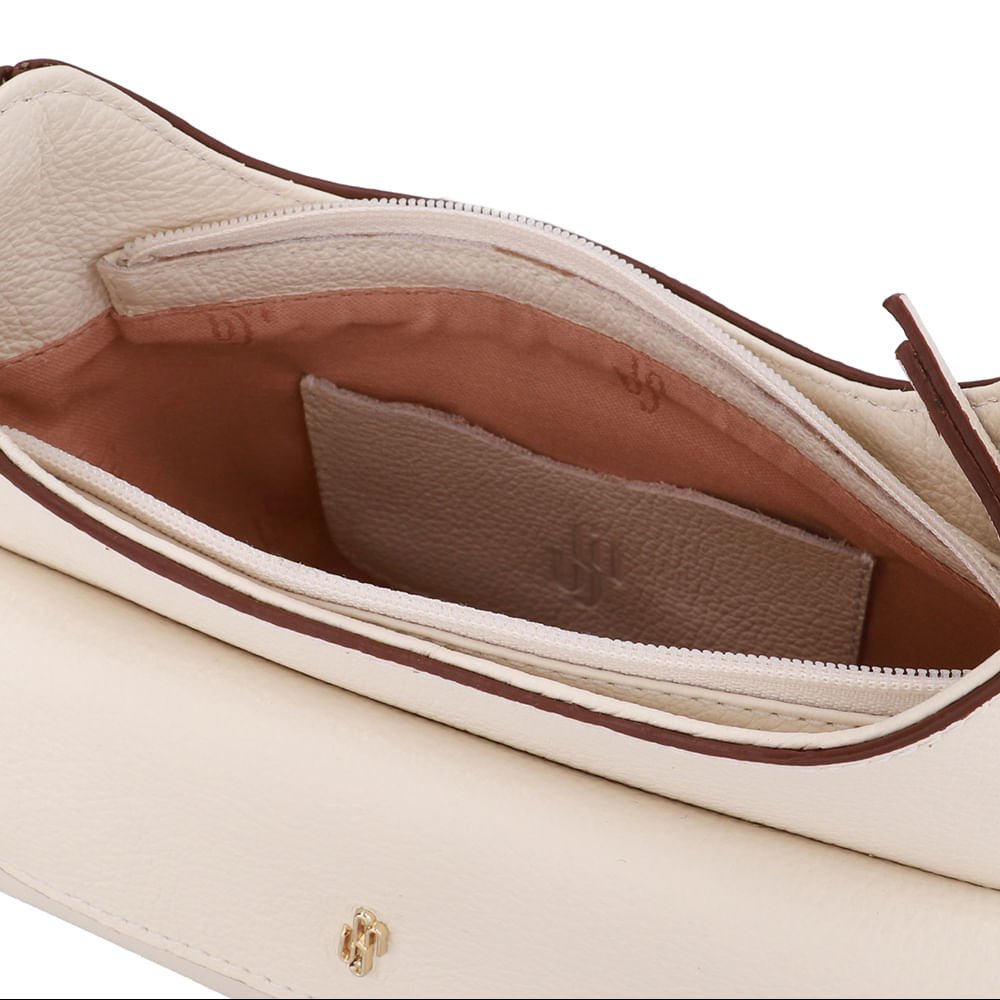 Bolsa Tiracolo Couro Branca Marfim Bolso Frontal Branco 3